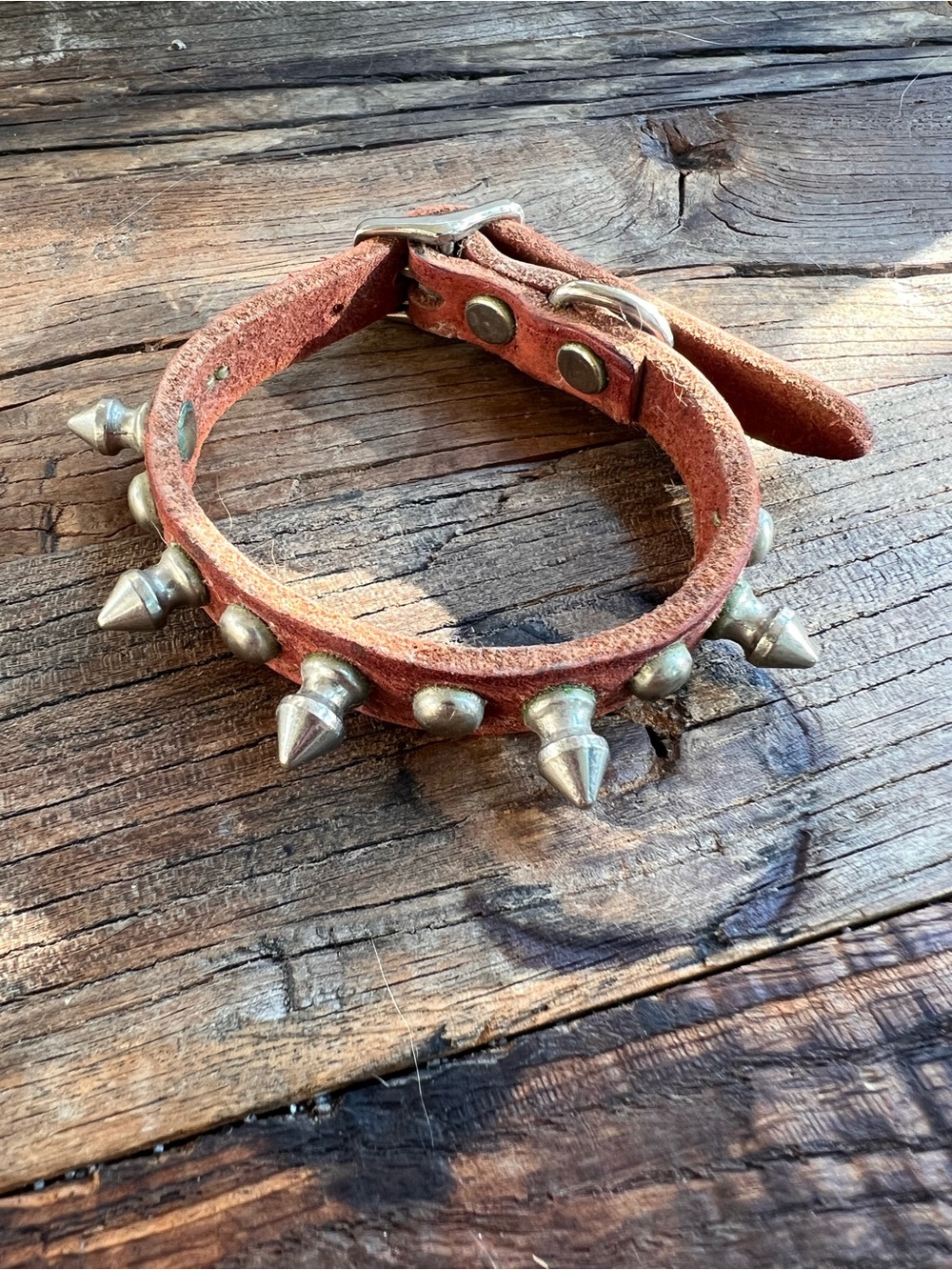 Men's or Women’s (pet collar)  Studded Leather Bracelet - Brown